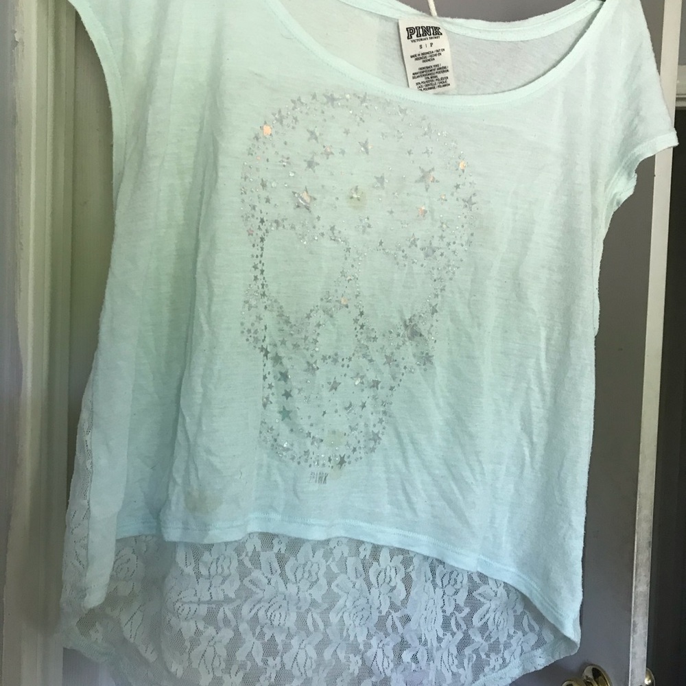 VS pink skull crop top